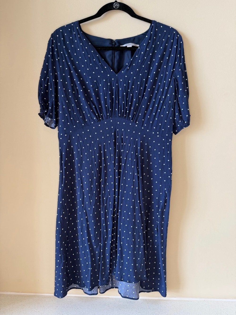 LOFT Navy and White Polka Dot Dress